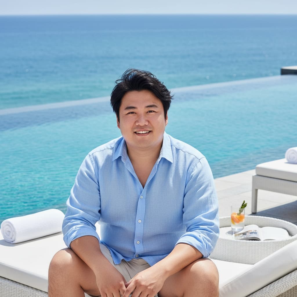plus_size asian man infinity pool paradise 19740525