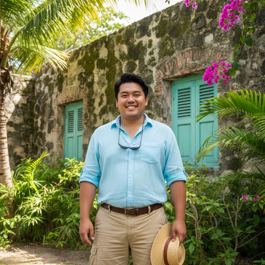 plus_size asian man island excursion tropical ruins 74051276