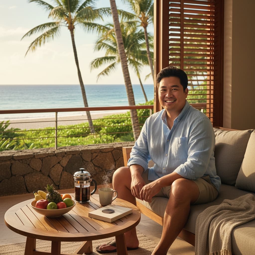 plus_size asian man private balcony morning 33078225