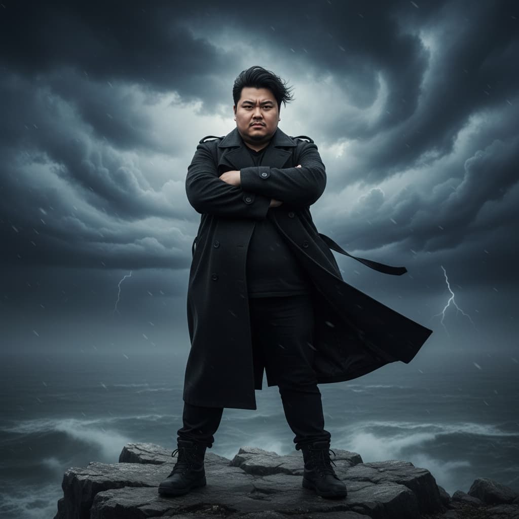 plus_size asian man stormy cliff overlord 57286047
