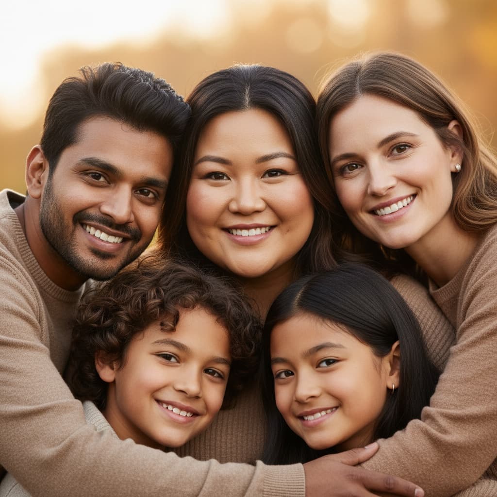 plus_size asian woman close group hug 60538363