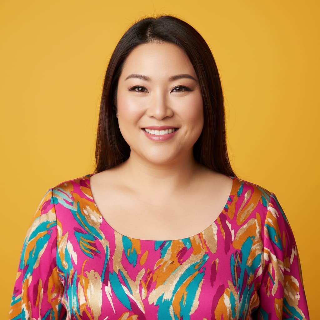 plus_size asian woman colorful backdrop close up 22262460