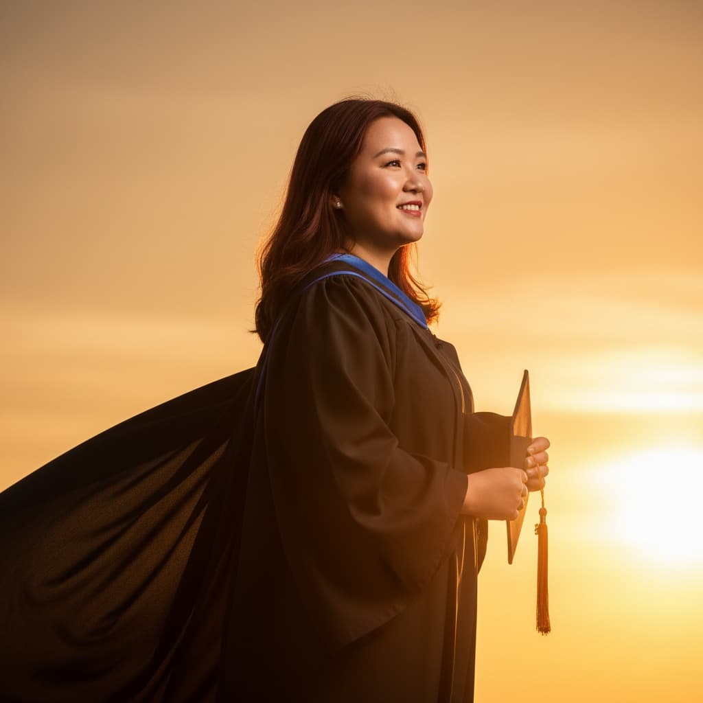 plus_size asian woman sunset silhouette dramatic 16375255