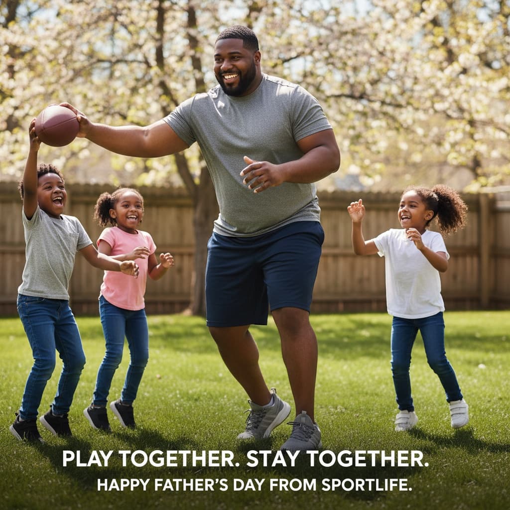 plus_size black man dad playing catch sports 89944232