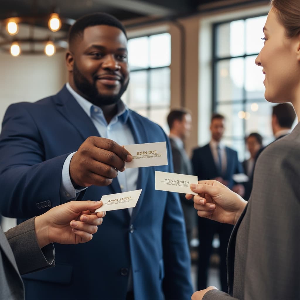plus_size black man exchanging business cards 41278110