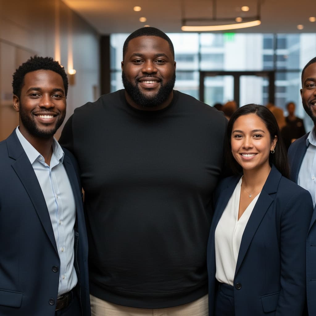 plus_size black man group photo attendees 28707252