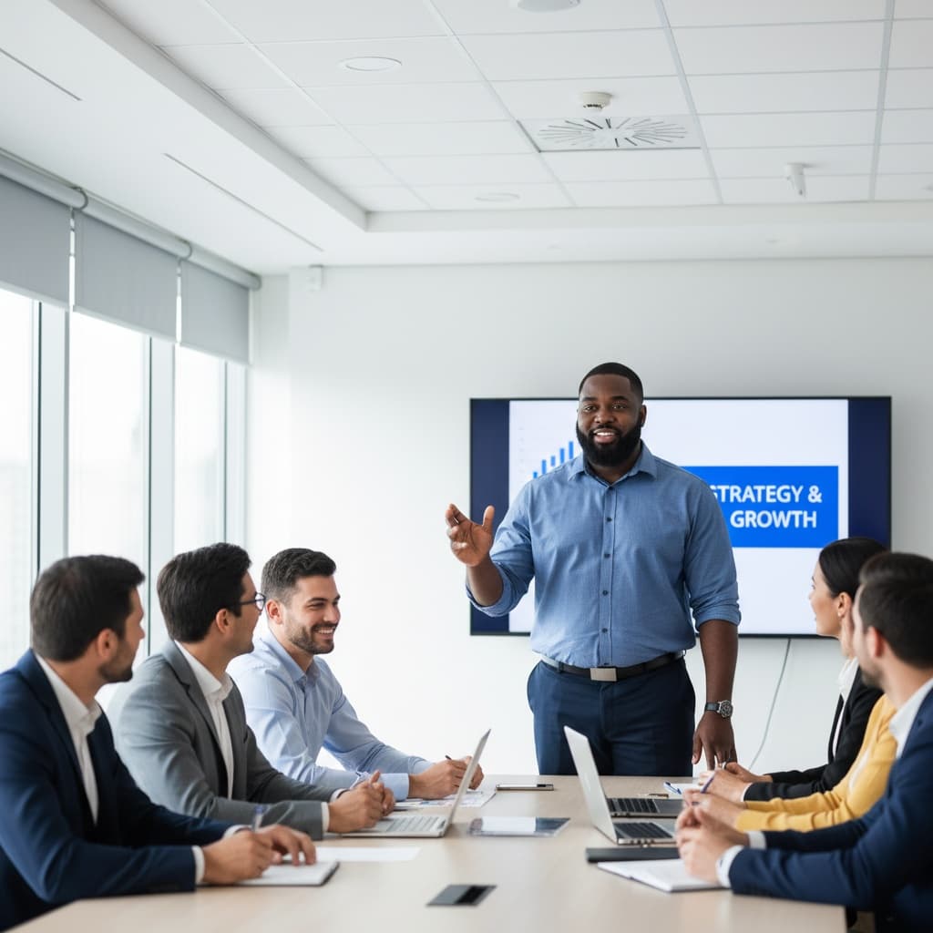 plus_size black man indoor workshop discussion 52159005