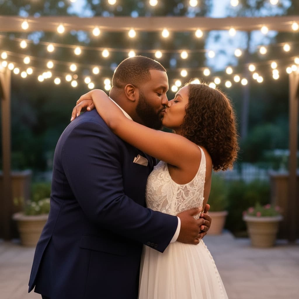 plus_size black man kissing under lights 15565965