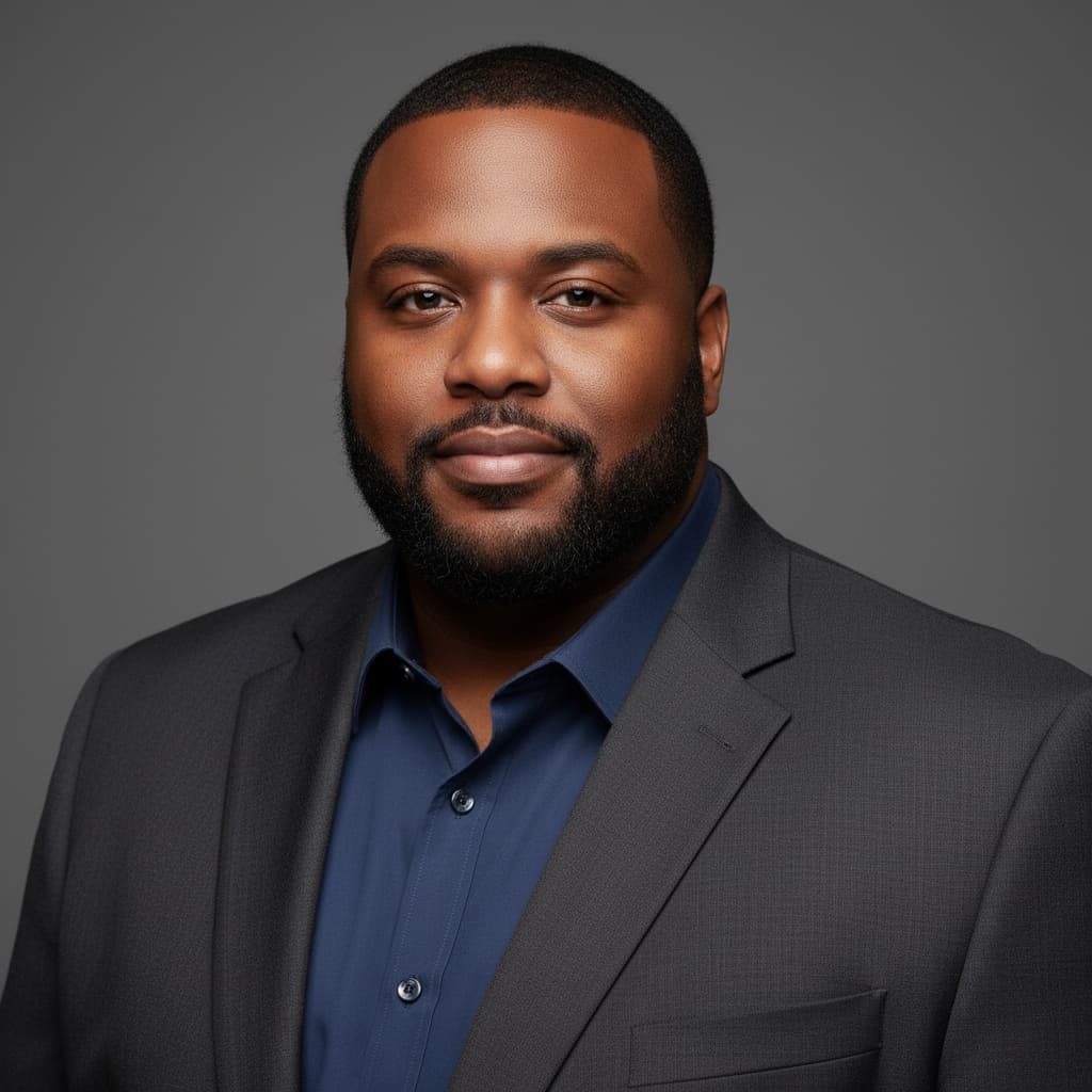 plus_size black man minimalist gray backdrop 89511963