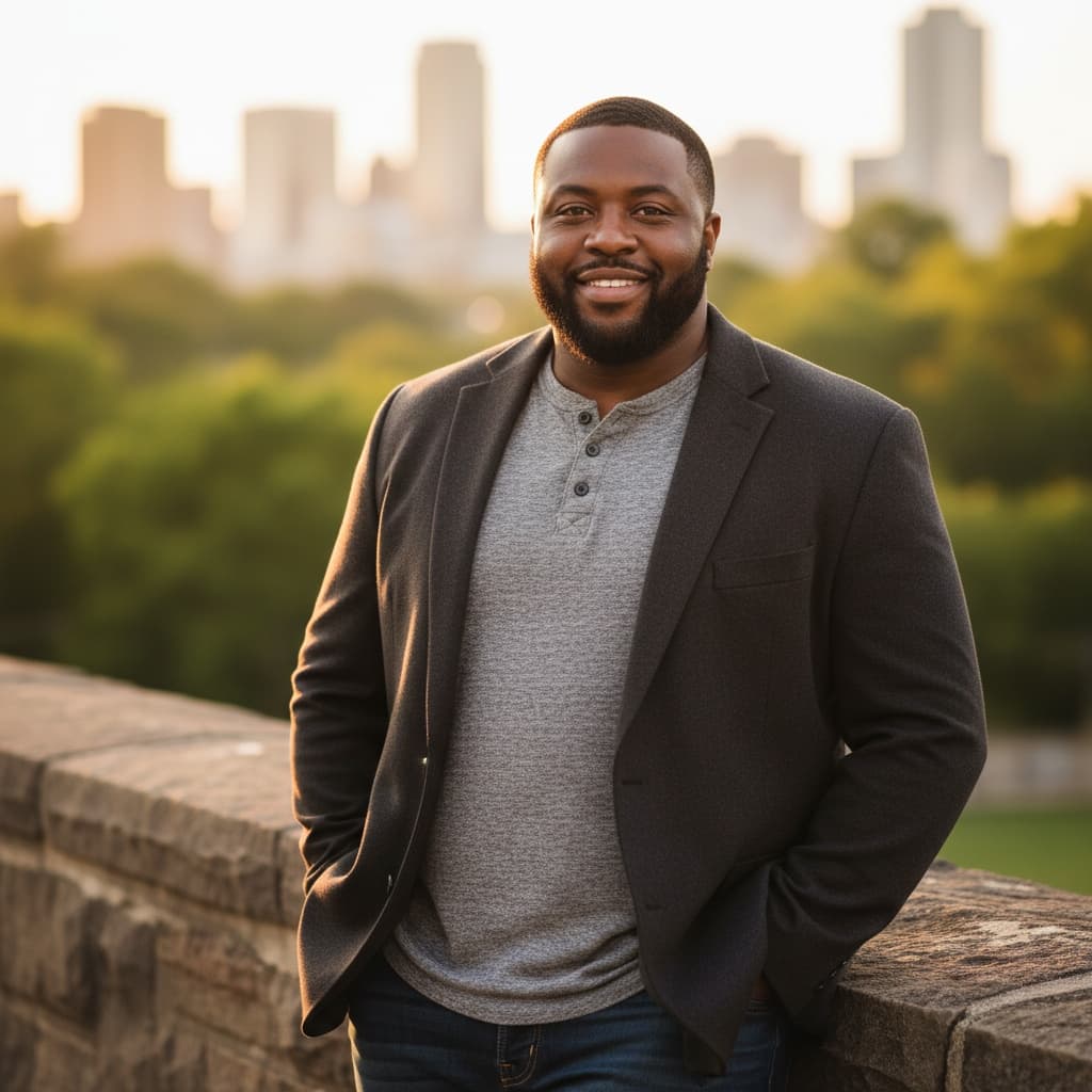 plus_size black man outdoor natural light author 15759886