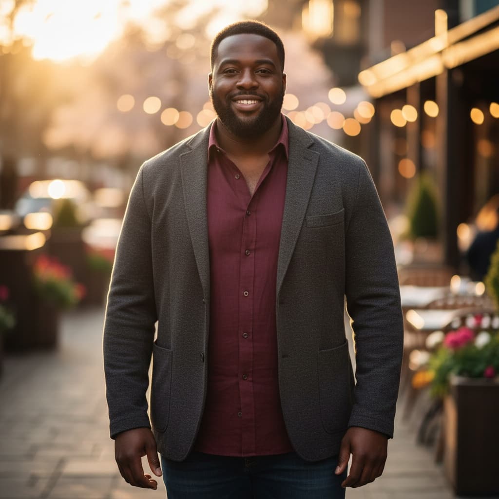 plus_size black man outdoor sunset romance 33046961