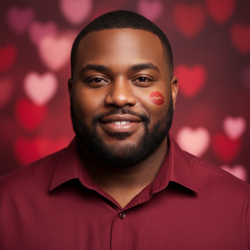 plus_size black man red lipstick kiss 47493954
