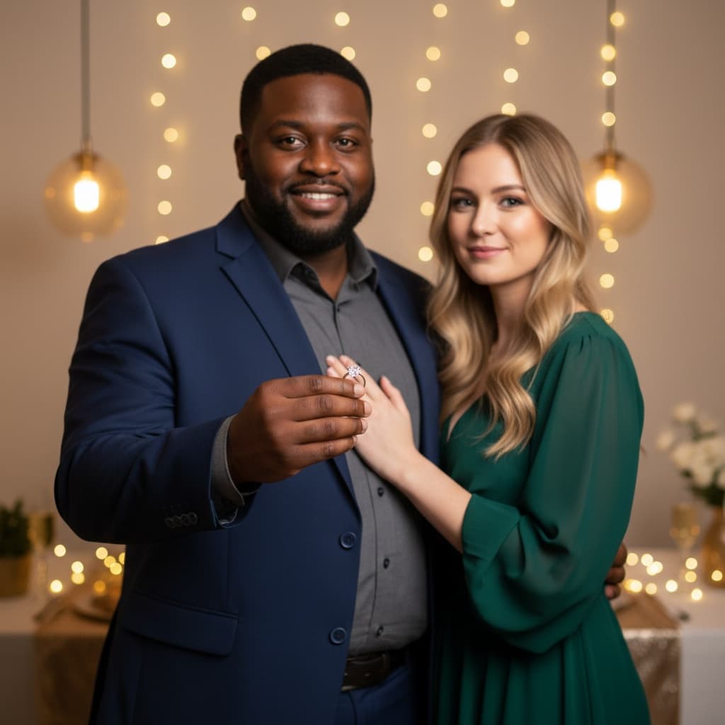 plus_size black man showing engagement ring 11448844