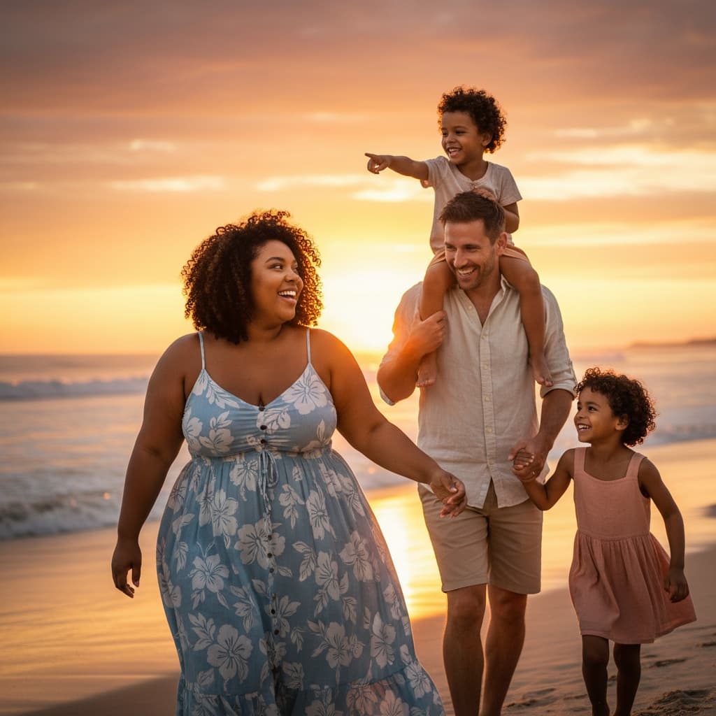 plus_size black woman beach sunset candid 47930479