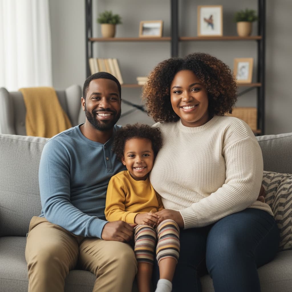 plus_size black woman cozy living room couch 96692643