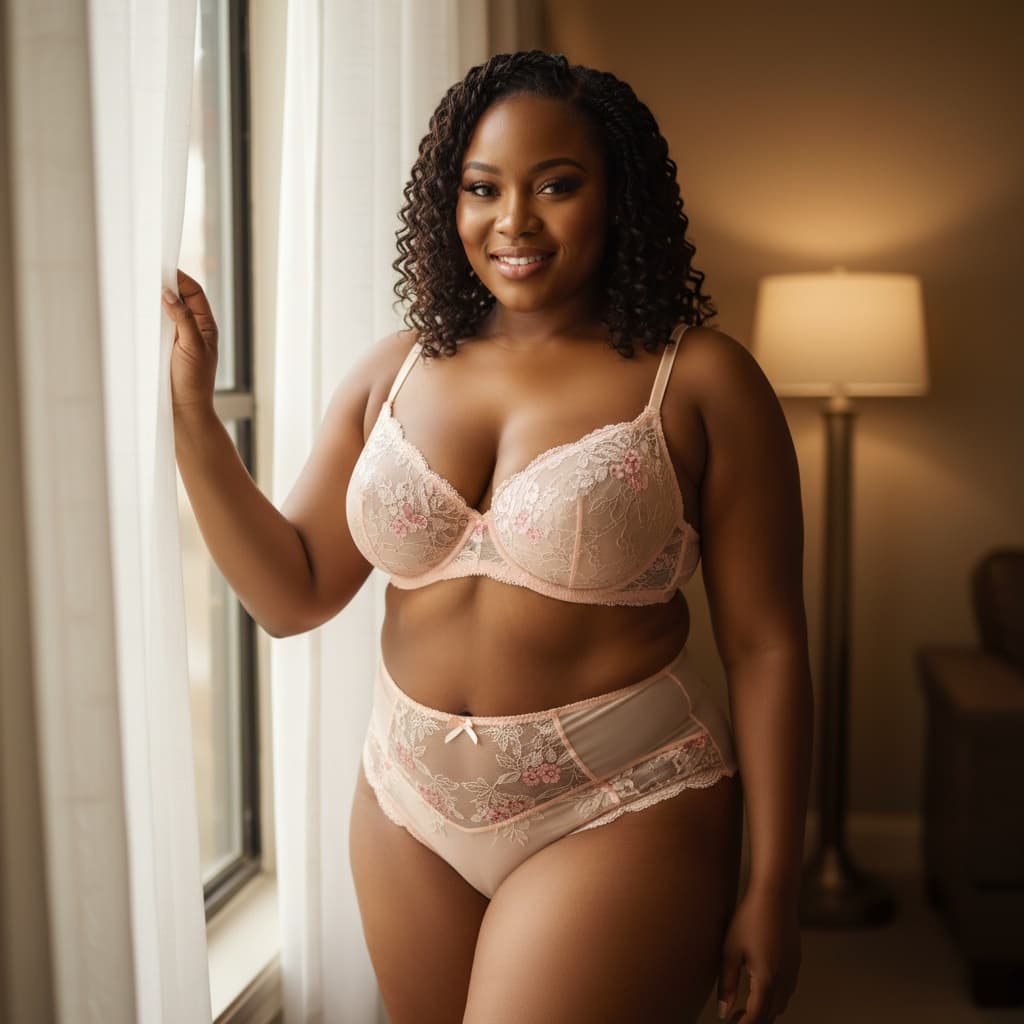 plus_size black woman natural light window portrait 55532431