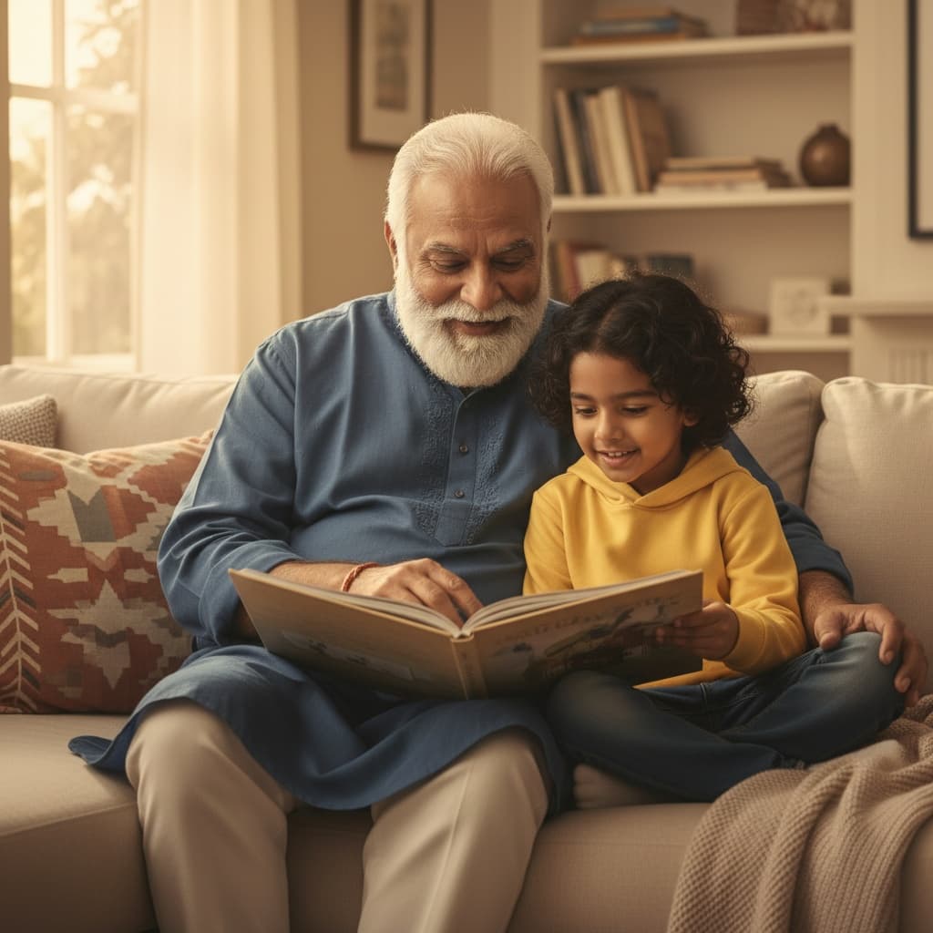 plus_size indian man reading story together 11053444