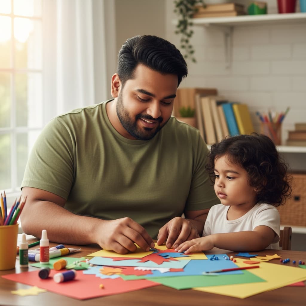 plus_size indian man teaching crafts activity 95286622