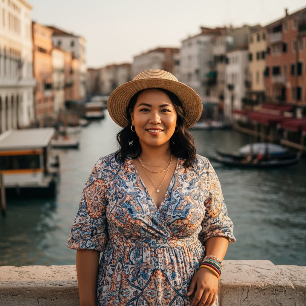 plus_size indian woman rialto bridge portrait 45429087