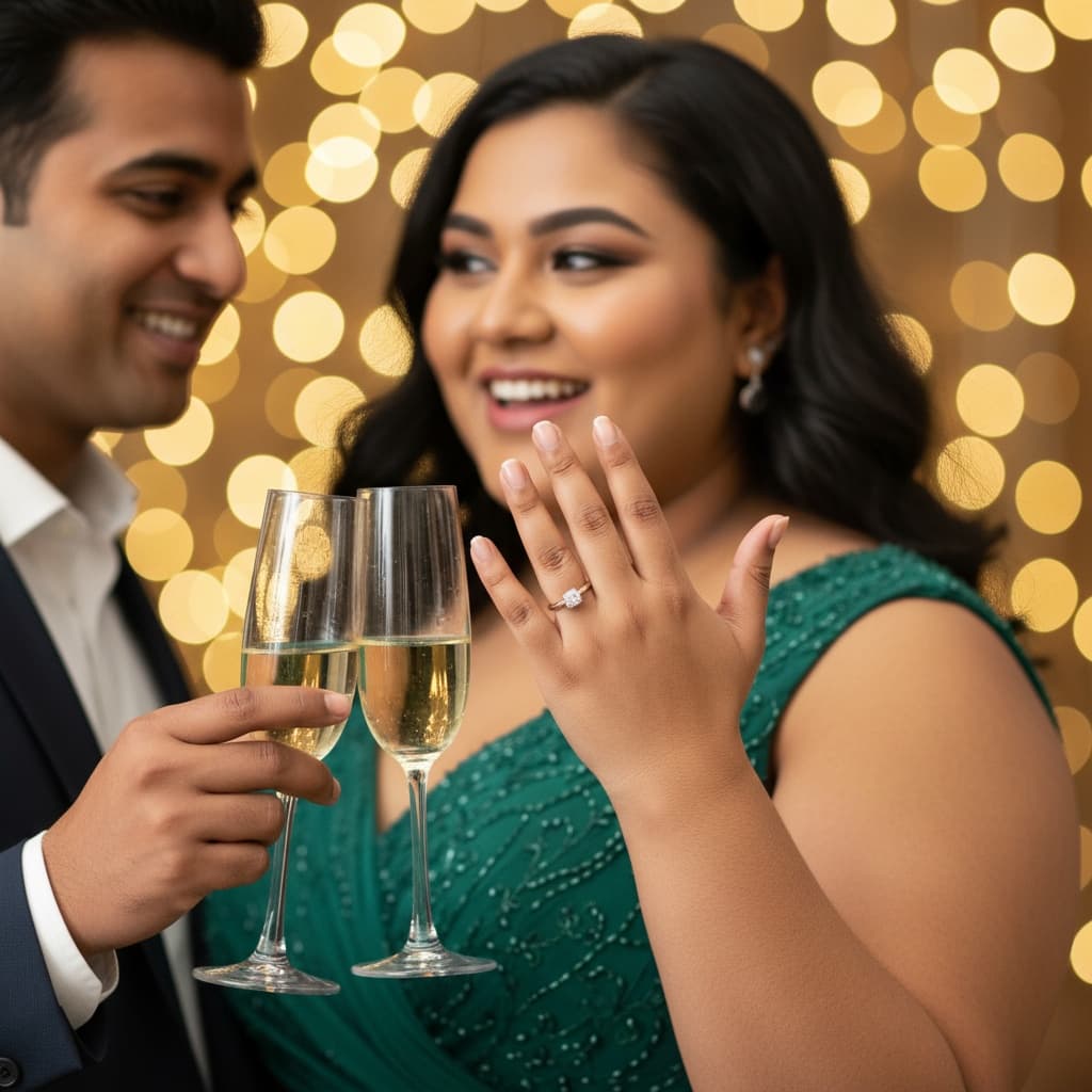plus_size indian woman romantic champagne toast 24450989