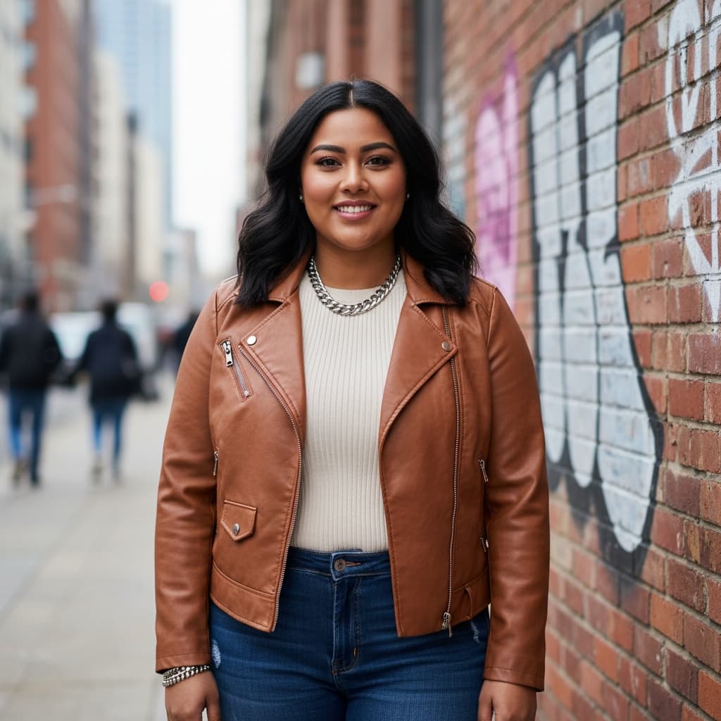 plus_size indian woman urban street style casual 82134723
