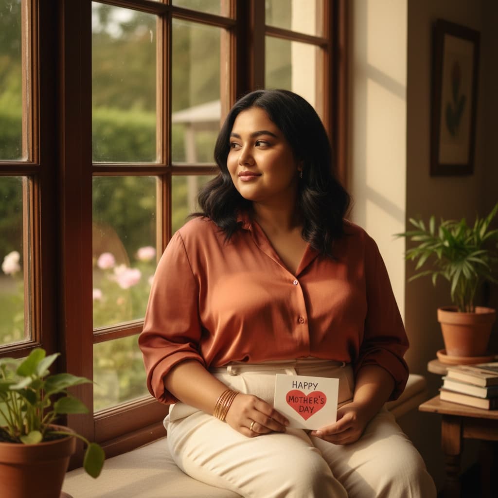 plus_size indian woman window light candid 78100124