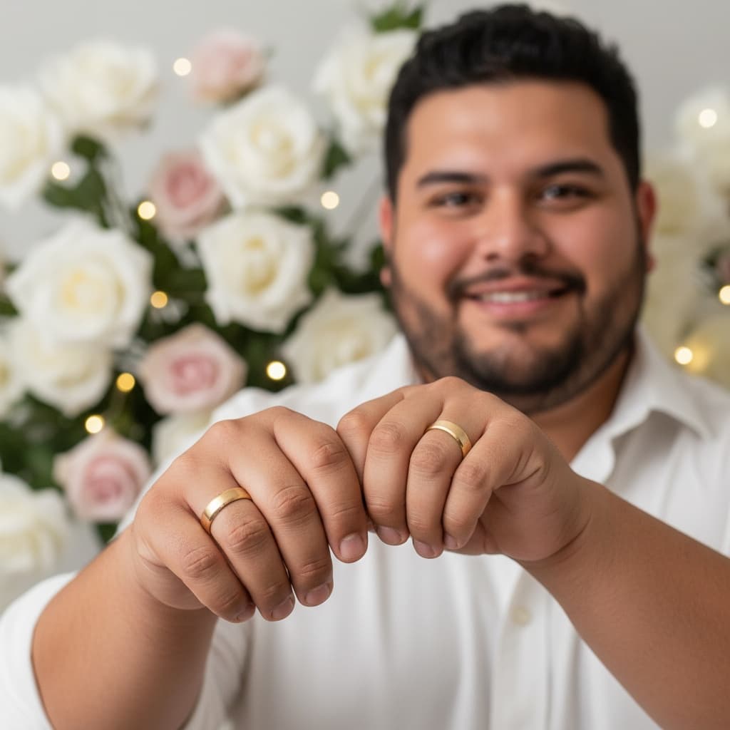 plus_size latino man holding hands close up 95595988