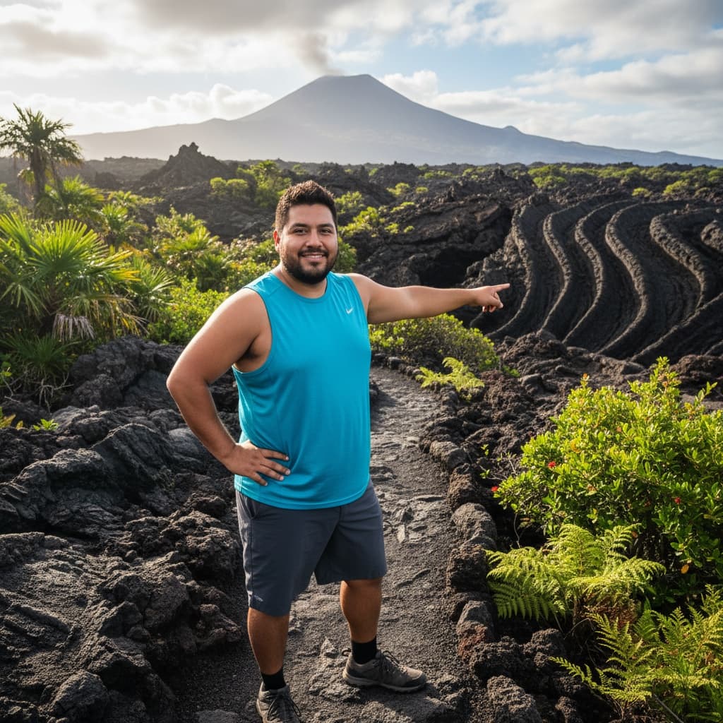 plus_size latino man volcanic landscape adventure 59528080