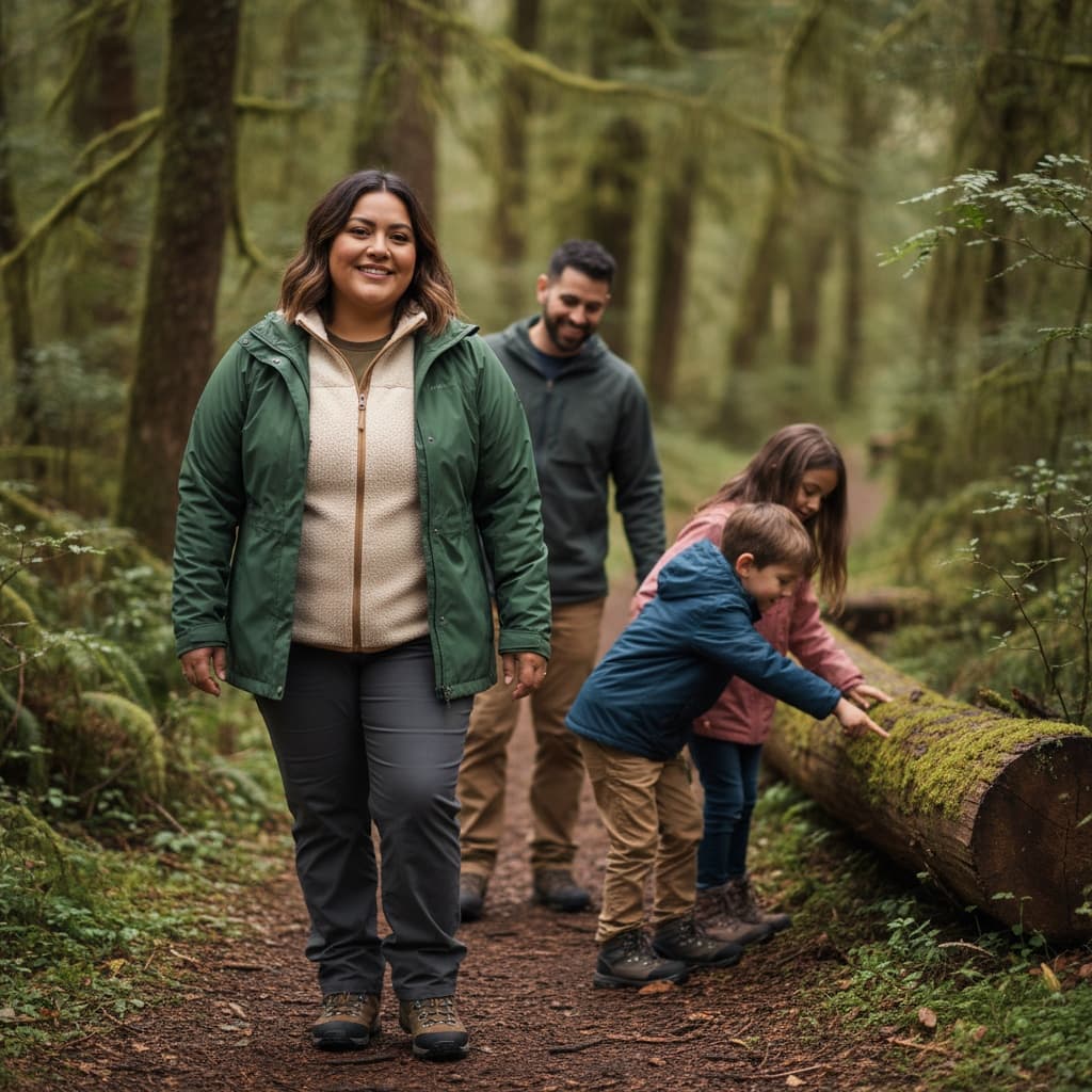 plus_size latino woman forest nature walk 38836148