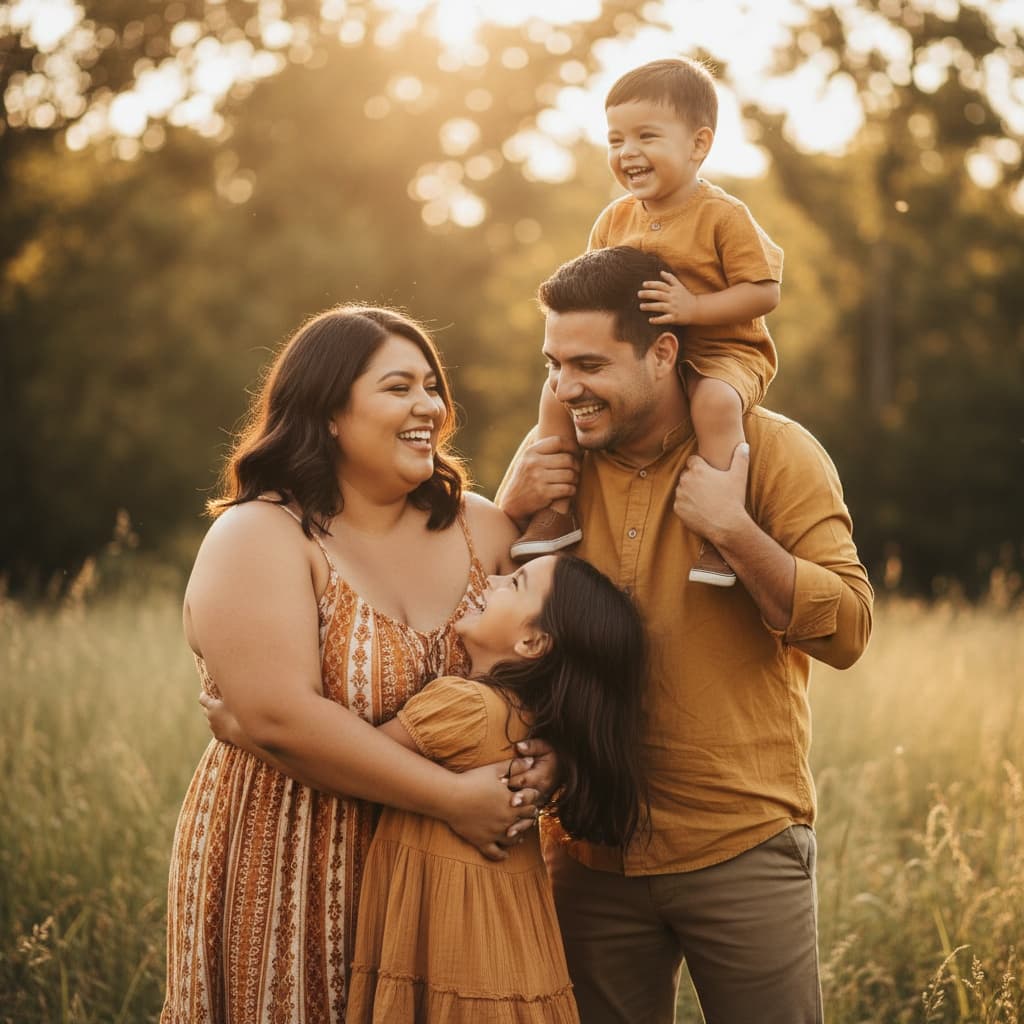 plus_size latino woman golden hour outdoor family 29274144