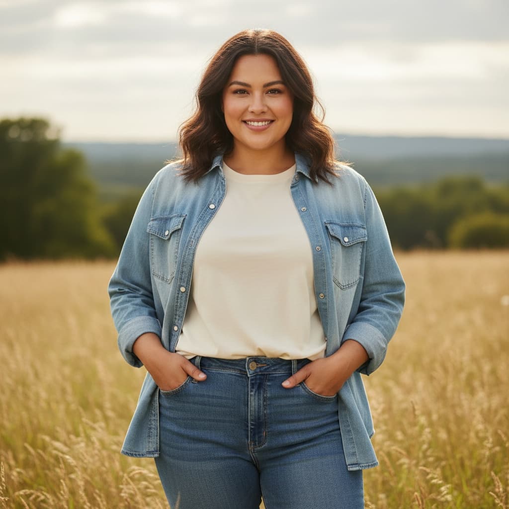 plus_size latino woman outdoor denim campaign 25668976
