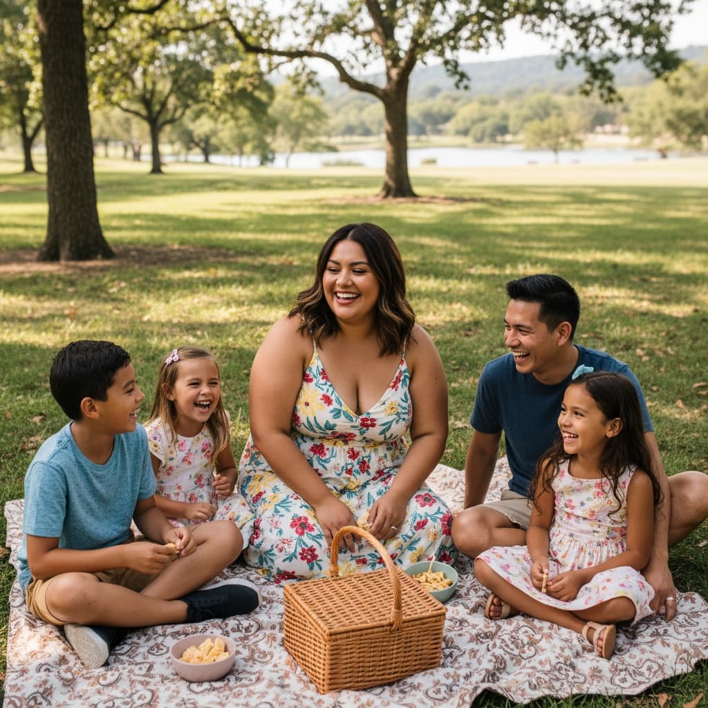 plus_size latino woman park picnic blanket 20916273