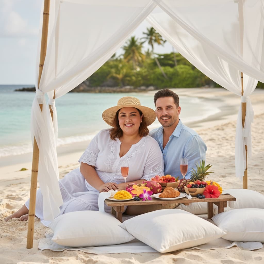 plus_size latino woman private beach picnic 20809980