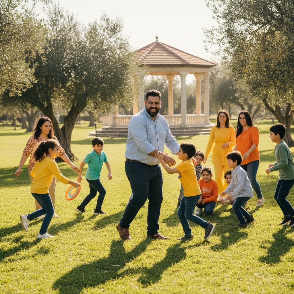 plus_size middle_eastern man kids cousins playing 57330017