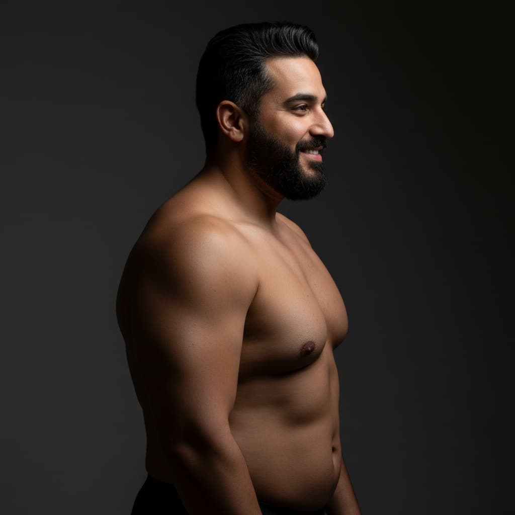 plus_size middle_eastern man side profile dramatic 51925676