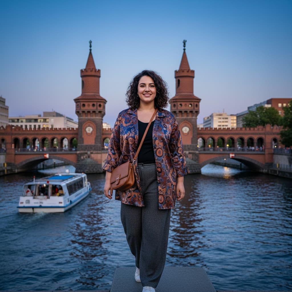 plus_size middle_eastern woman oberbaum bridge wide 97774185