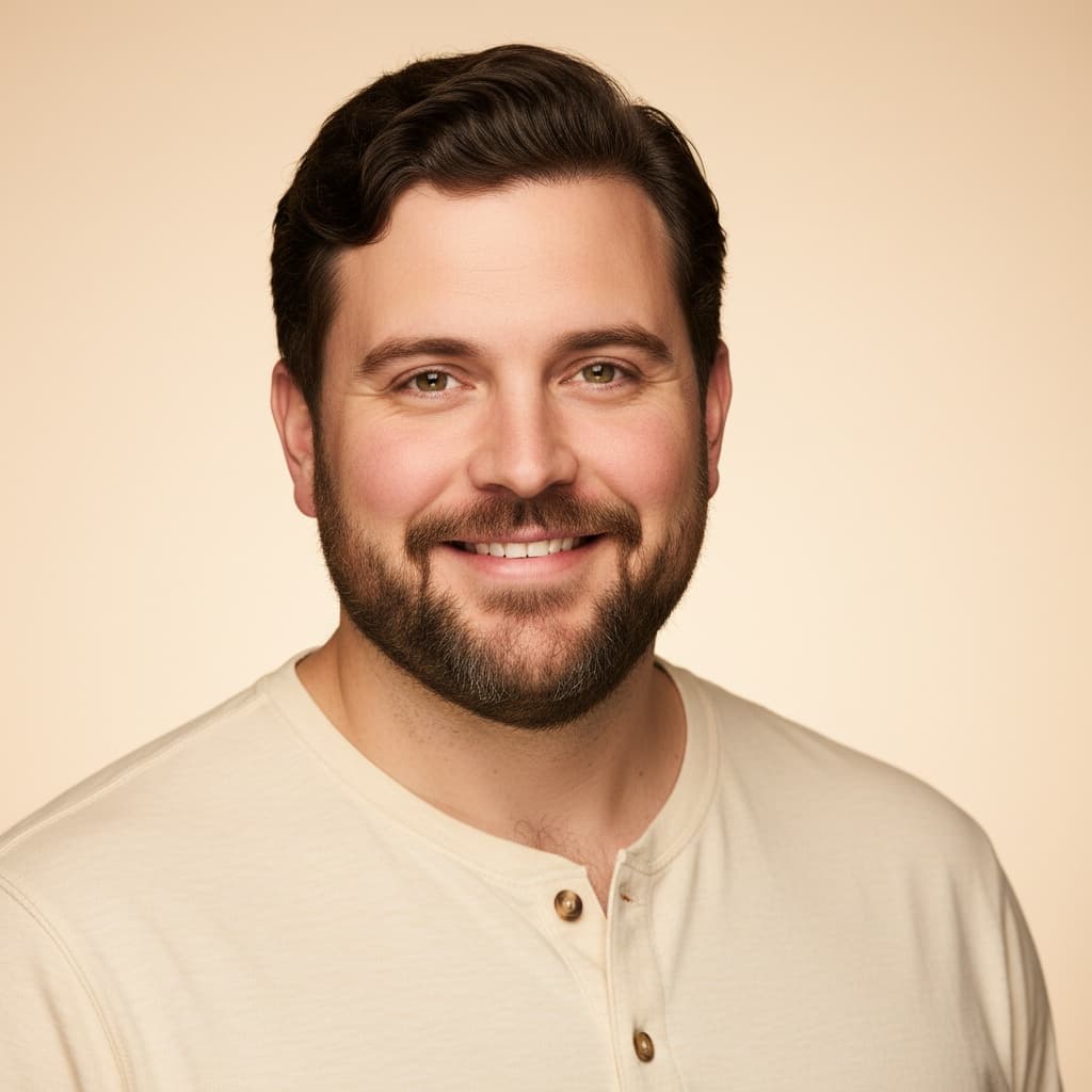 plus_size white man cream background natural light 49687041