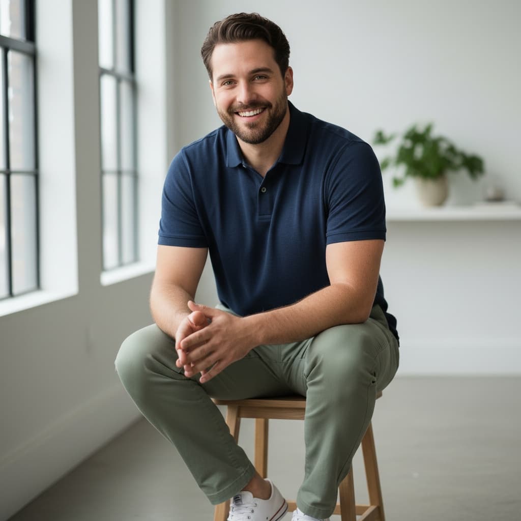 plus_size white man sitting casual relaxed 42618358