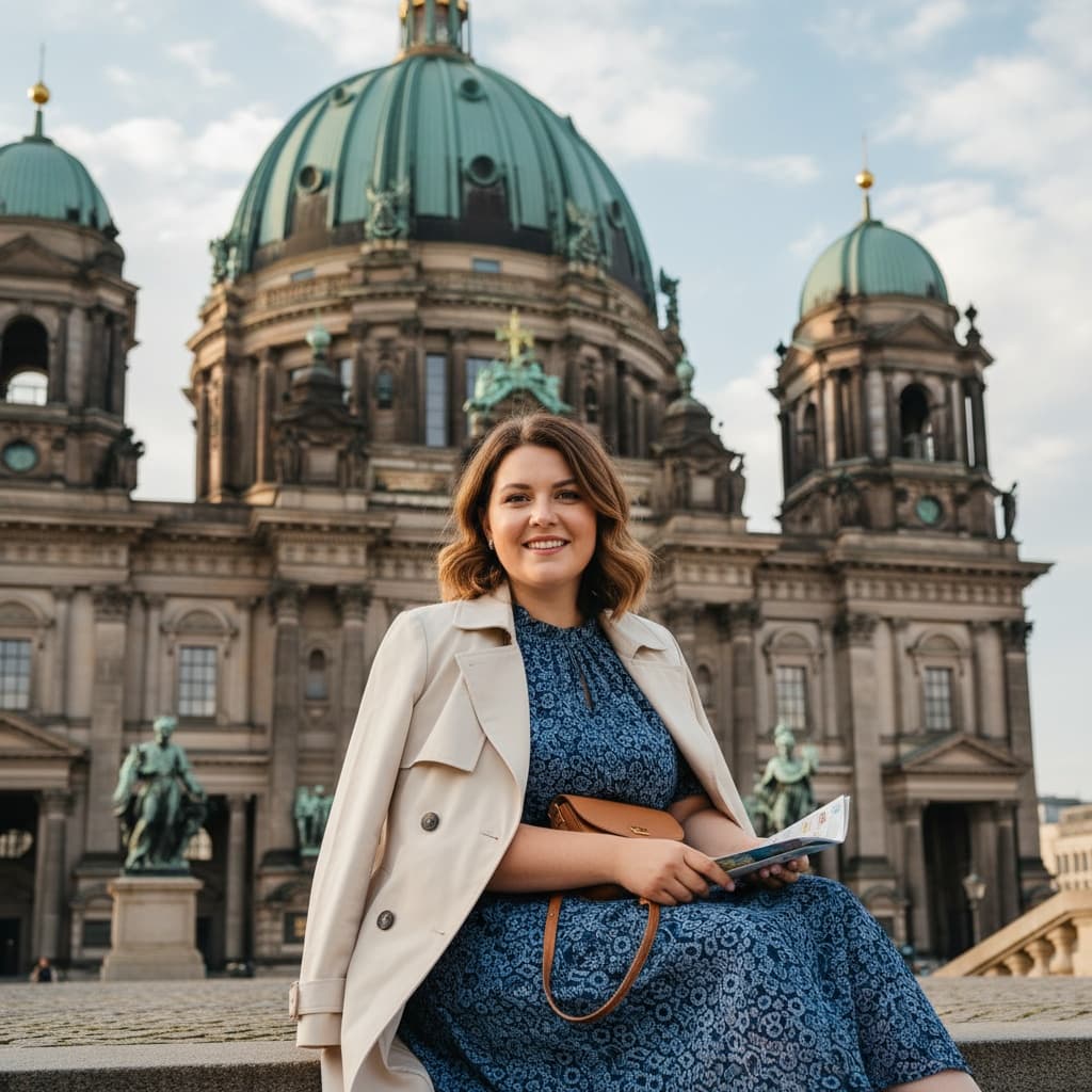 plus_size white woman berlin cathedral steps 14430571