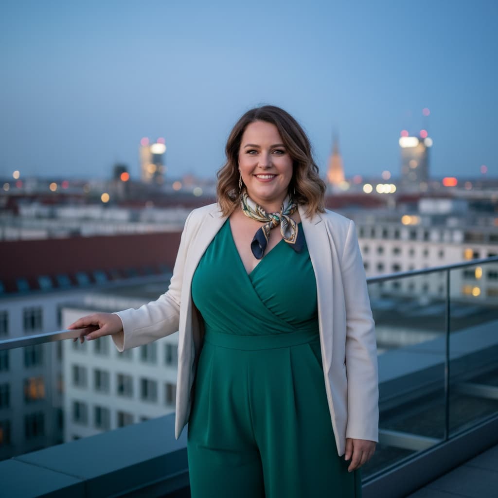 plus_size white woman berlin rooftop skyline 24236723
