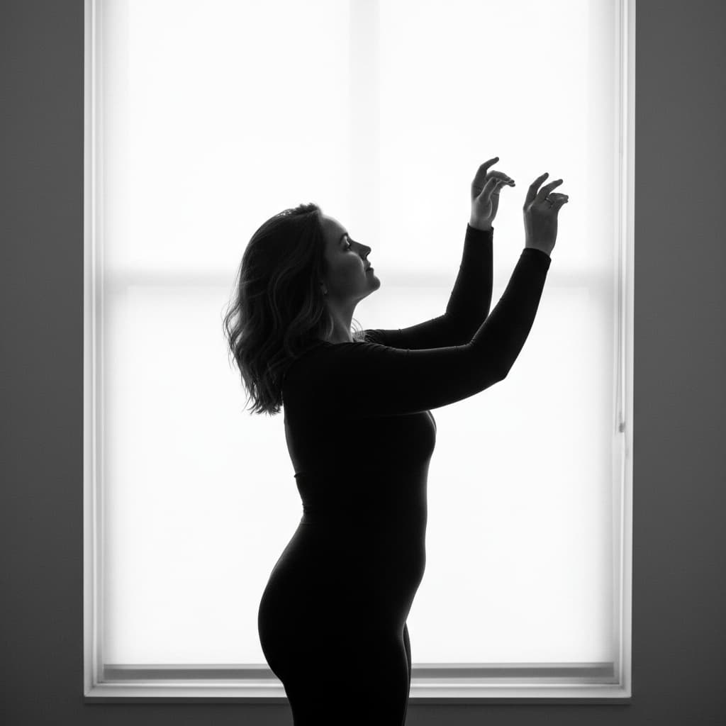 plus_size white woman silhouette backlit window 47636644