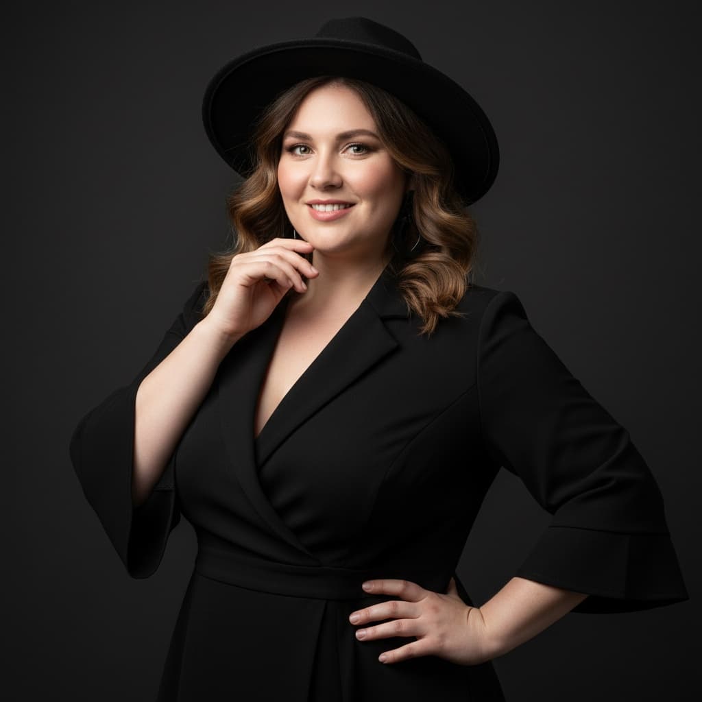 plus_size white woman studio monochrome editorial 24886926