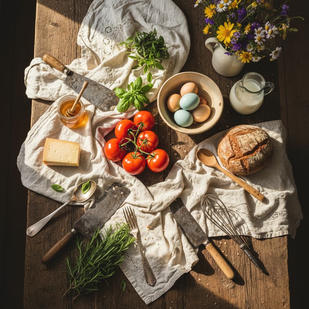 rustic farmhouse overhead 72443998