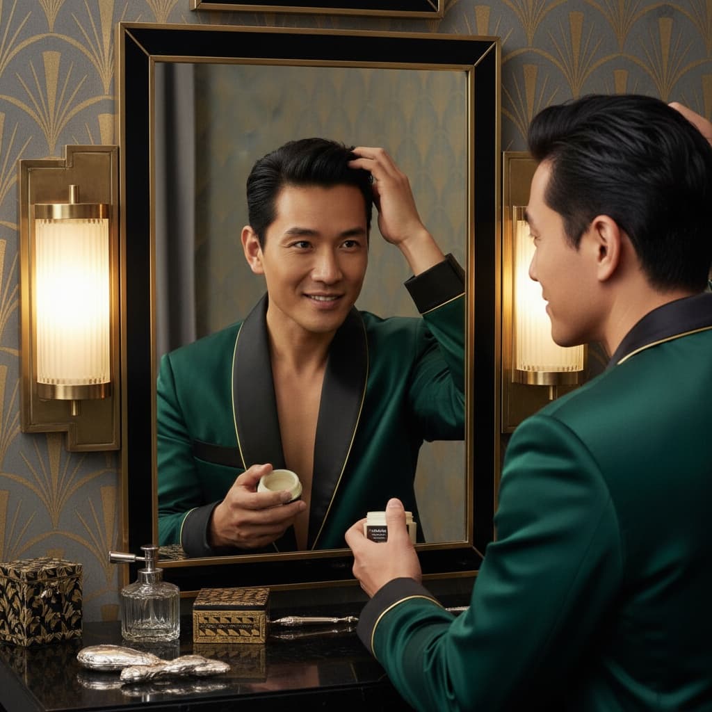 slim asian man art deco mirror vanity 42617751