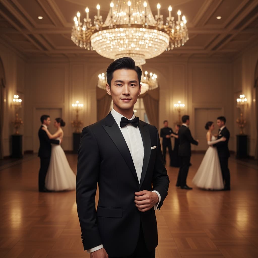 slim asian man ballroom dancing moment 59572365