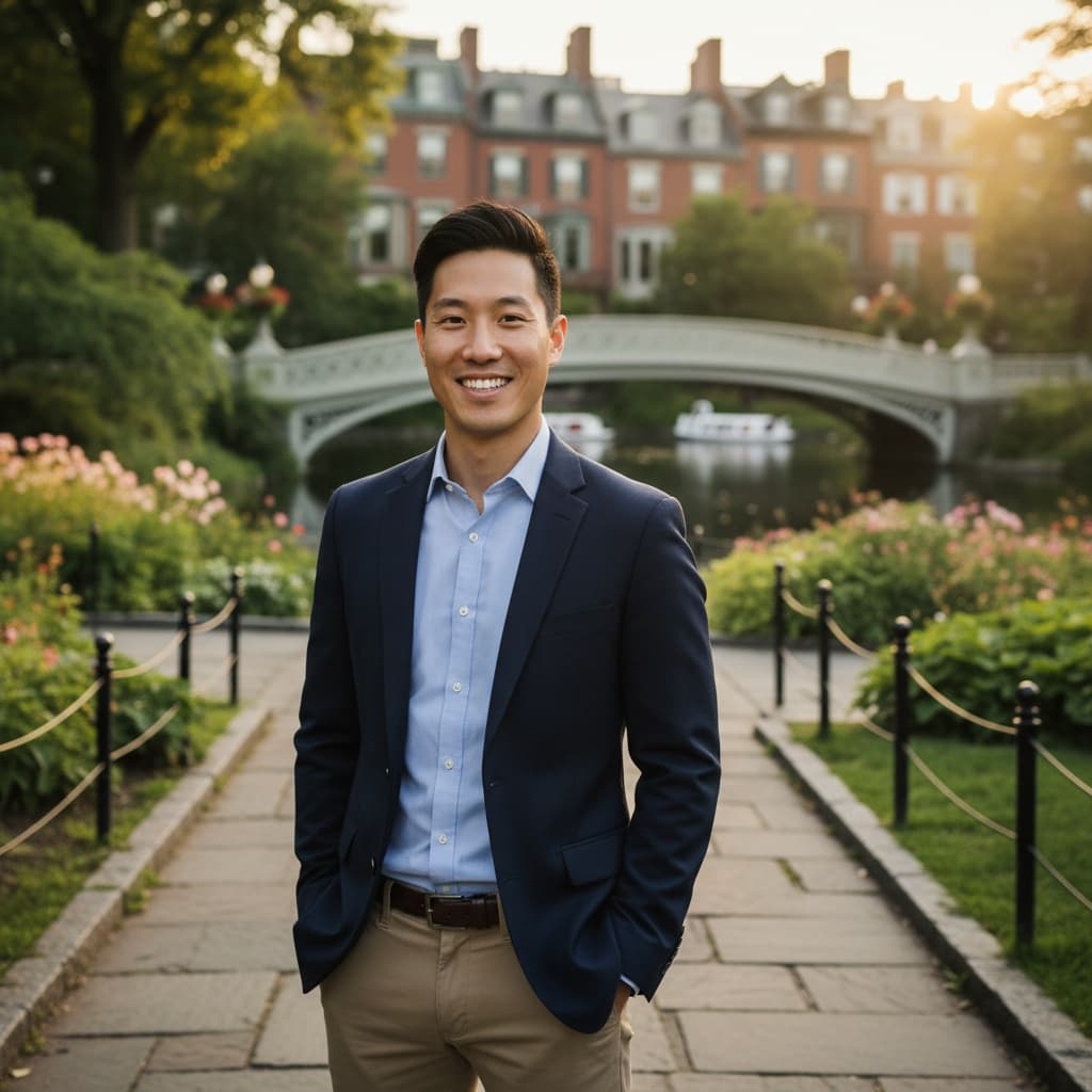 slim asian man boston public garden backdrop 32166666