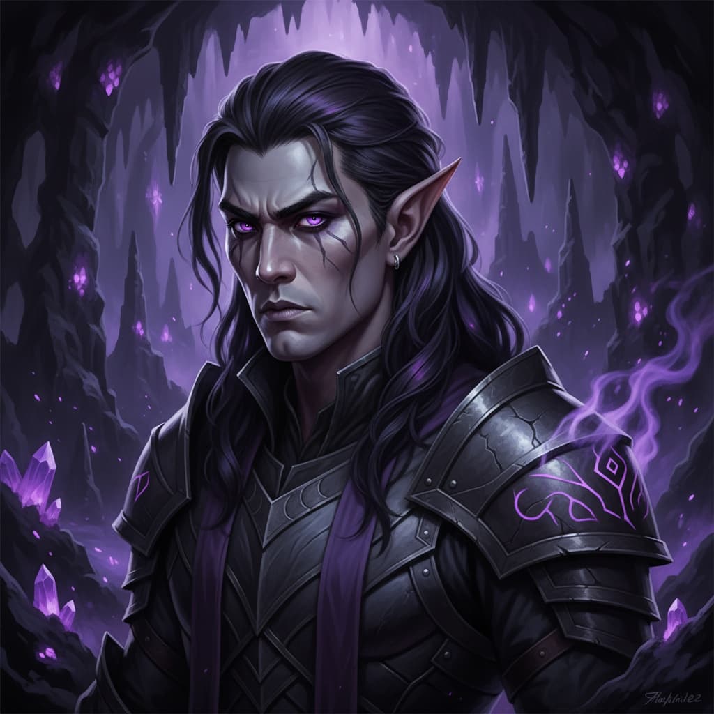 slim asian man dark elf portrait 69174508