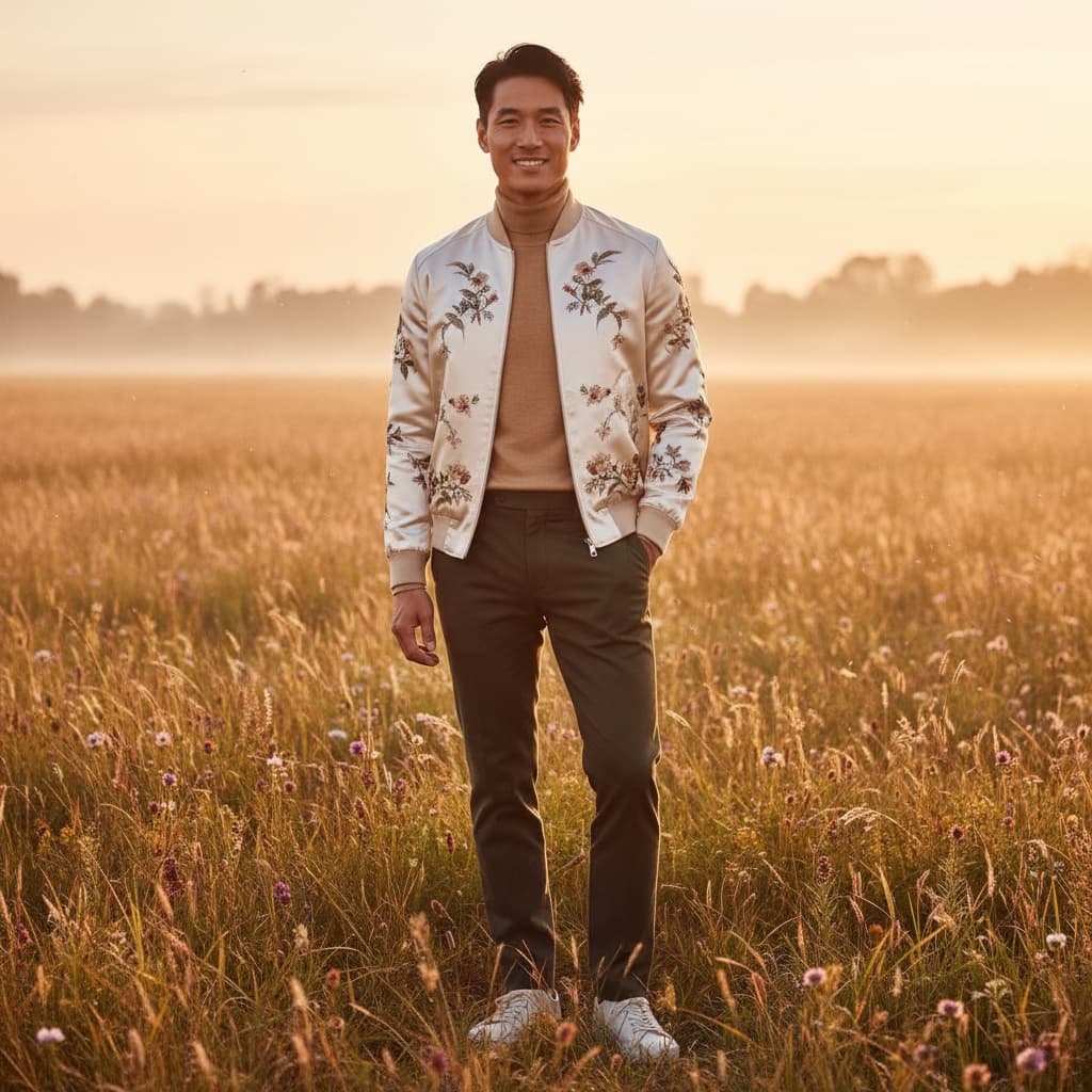 slim asian man golden hour outdoor 11074472