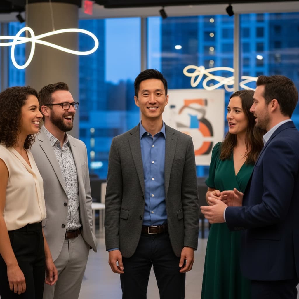 slim asian man group photo attendees 35808063