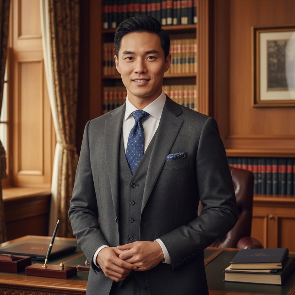 slim asian man mahogany office prestige 11967444